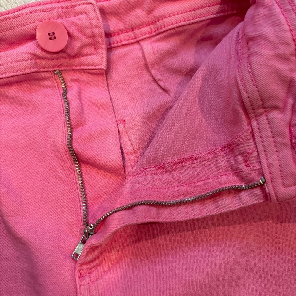 Zara Hot Pink Marine Straight High Rise Wide Leg Jeans 
Raw Hem, Sz 4 - Picture 14 of 15